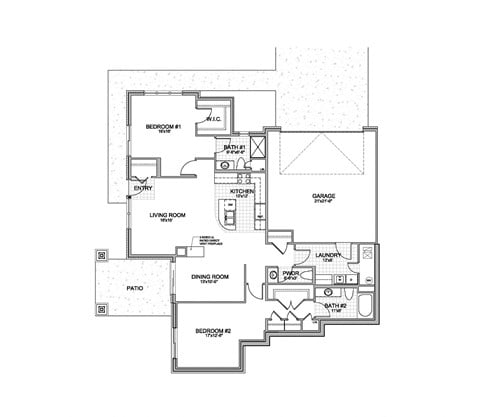 Floor plan for 2 beds, 2 baths, 1518 sqft